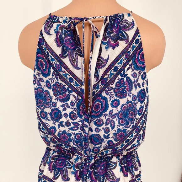 Anthropologie Elevenses Joanie Romper SP Women's Metallic Ladder Ruffle Purple - Picture 5 of 11
